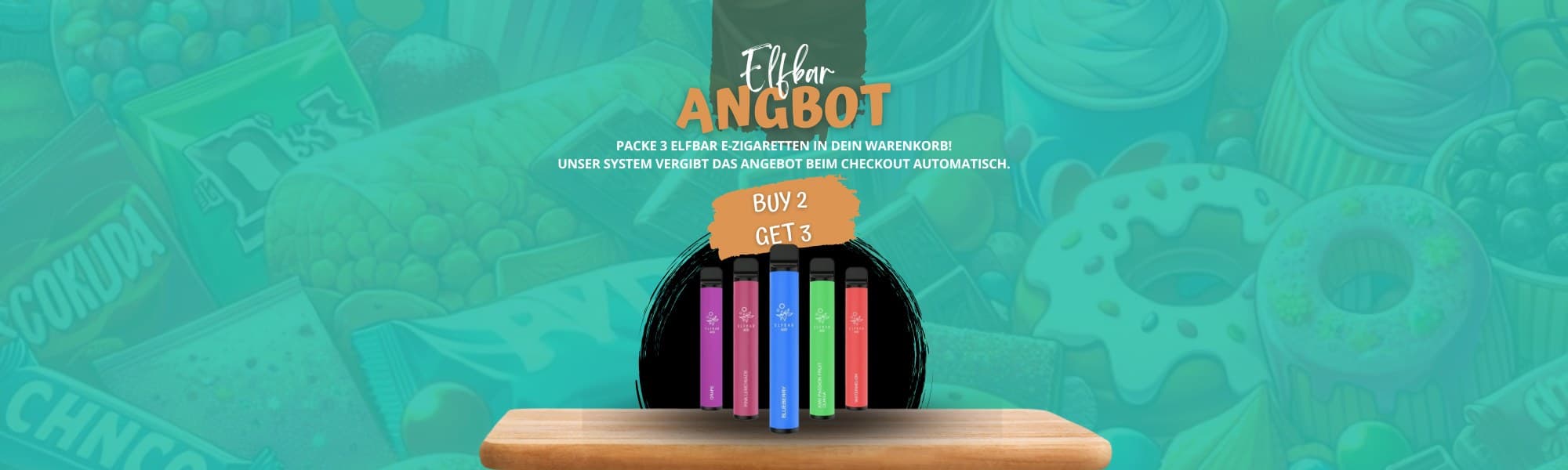 Elfbar Angebot — Packe 3 Elfbar E-Zigaretten in deinen Warenkorb! Unser System vergibt das Angebot beim Checkout automatisch.